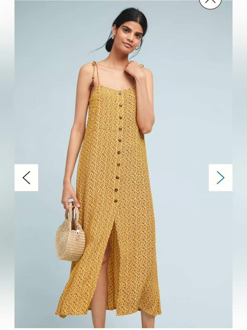 New Anthropologie Faithfull the Brand Raquel Floral 90s Button Midi Slip Dress M